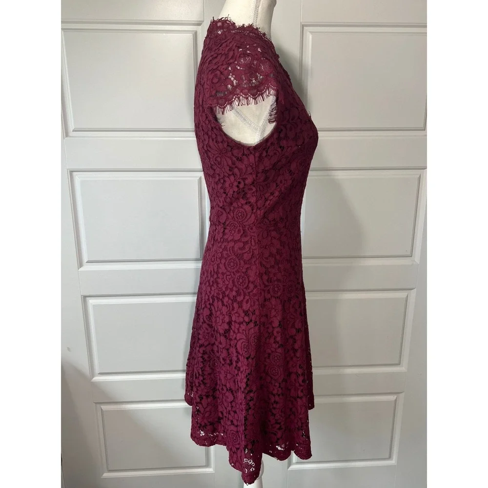 Wishlist Apparel Burgundy Lace Fit and‎ Flare Party Cocktail Dress S
